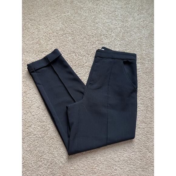 Maeve By Anthropologie Pintuck Tapered Leg Trouser Cuffed Pants Black Size 10 - Picture 2 of 9